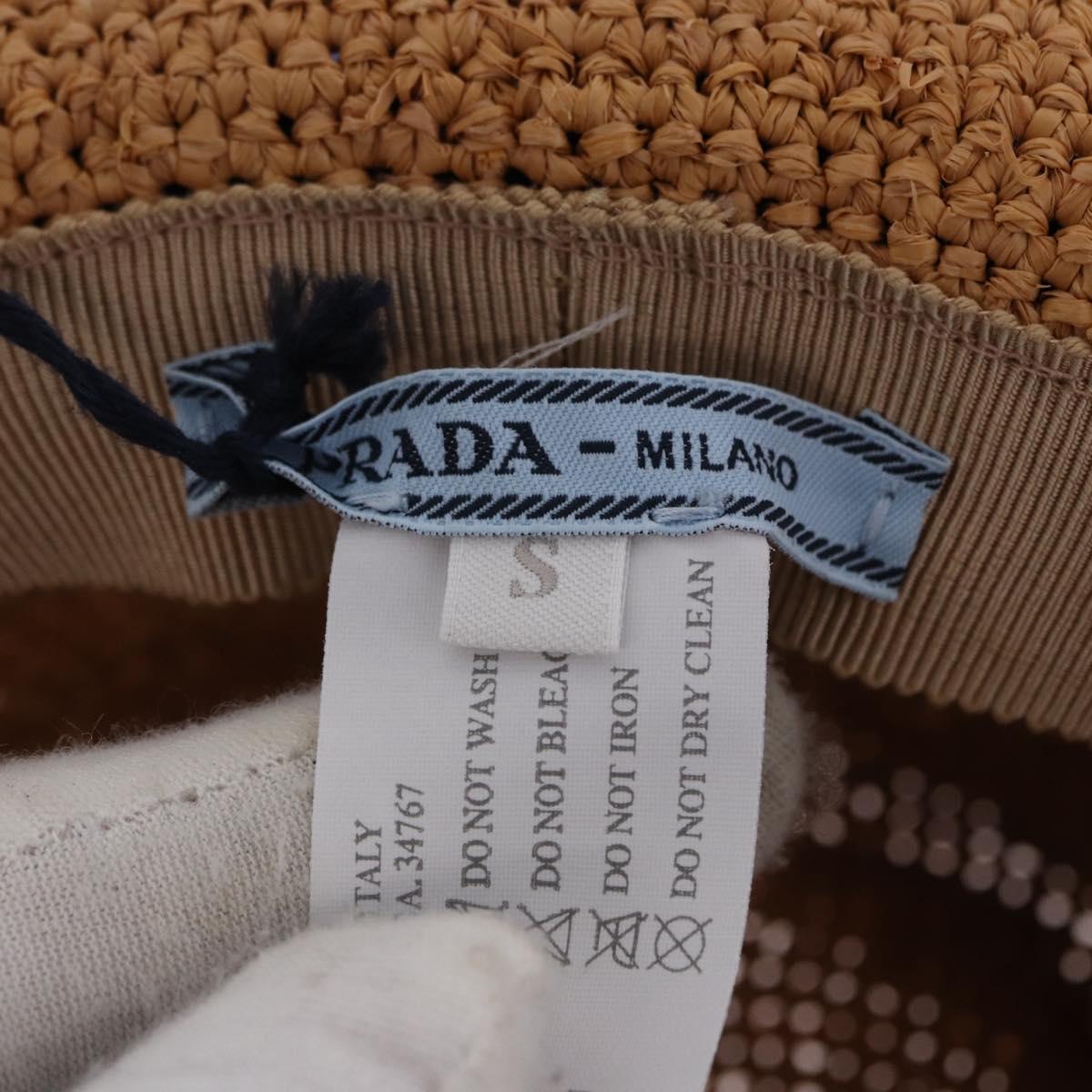 PRADA Hat Straw Brown Auth BA14694M