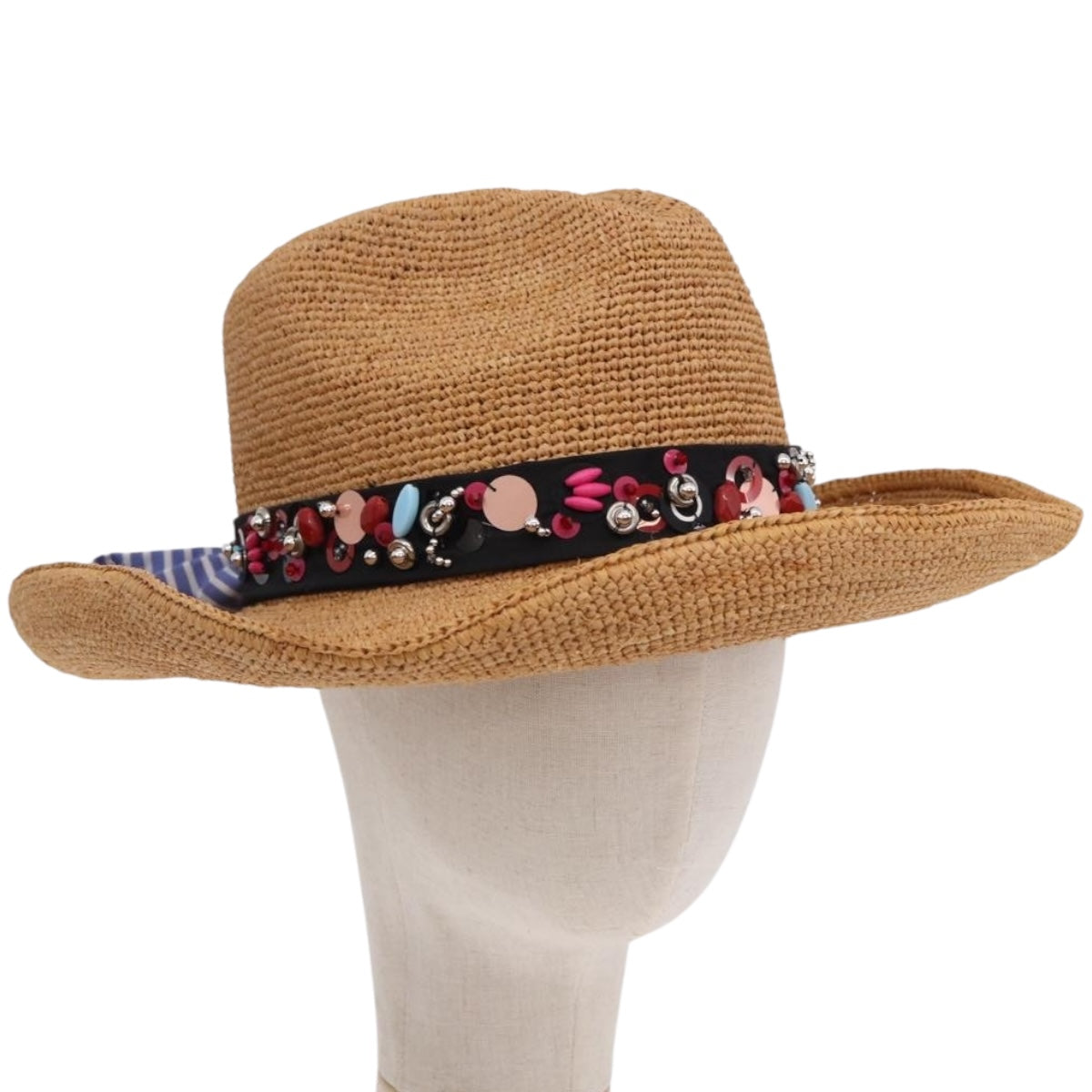 PRADA Hat Straw Brown Auth BA14694M