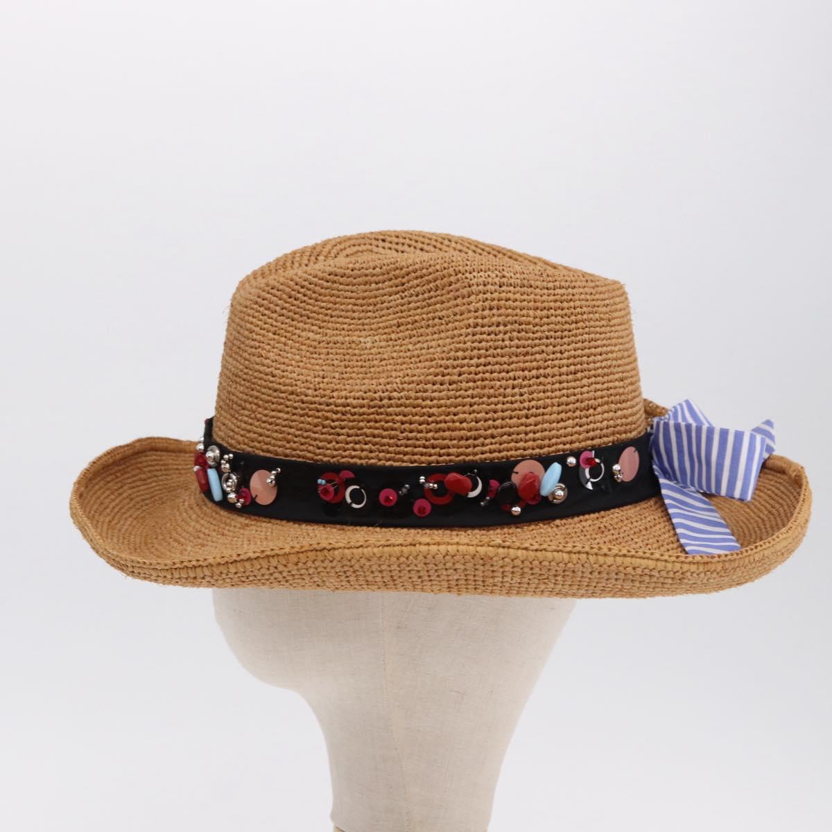 PRADA Hat Straw Brown Auth BA14694M