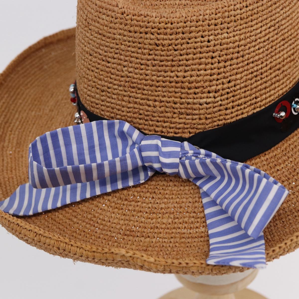 PRADA Hat Straw Brown Auth BA14694M