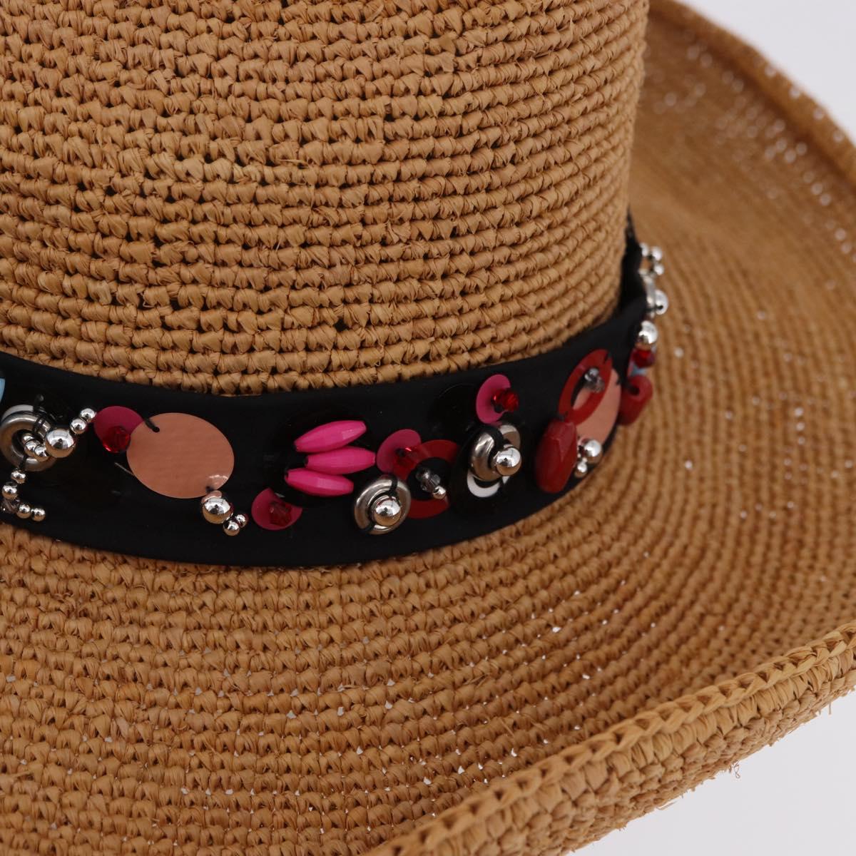 PRADA Hat Straw Brown Auth BA14694M