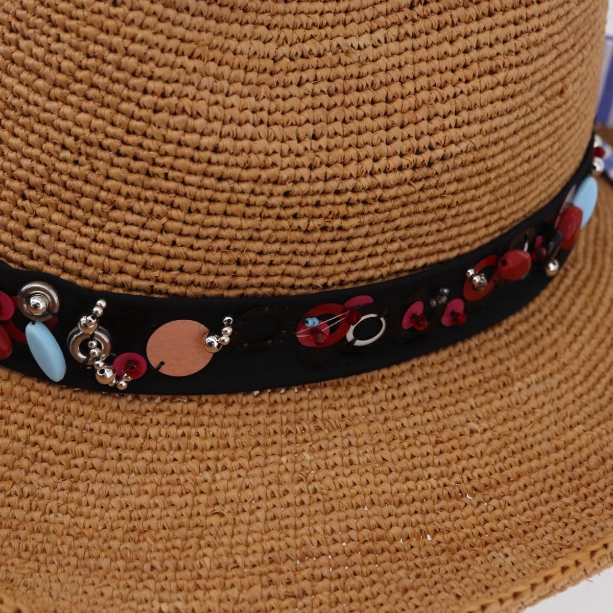 PRADA Hat Straw Brown Auth BA14694M