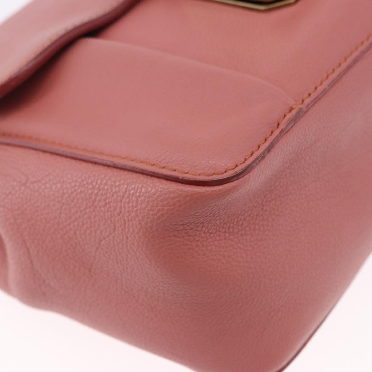 Chloe Elsie Chain Shoulder Bag Leather Pink Gold Tone Auth BA14696A