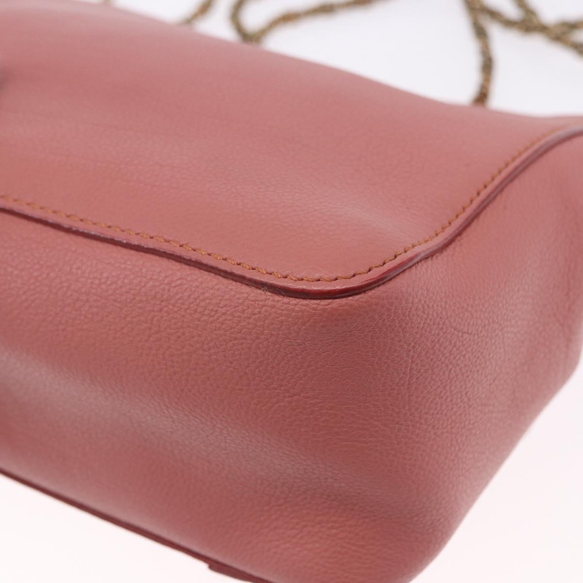 Chloe Elsie Chain Shoulder Bag Leather Pink Gold Tone Auth BA14696A