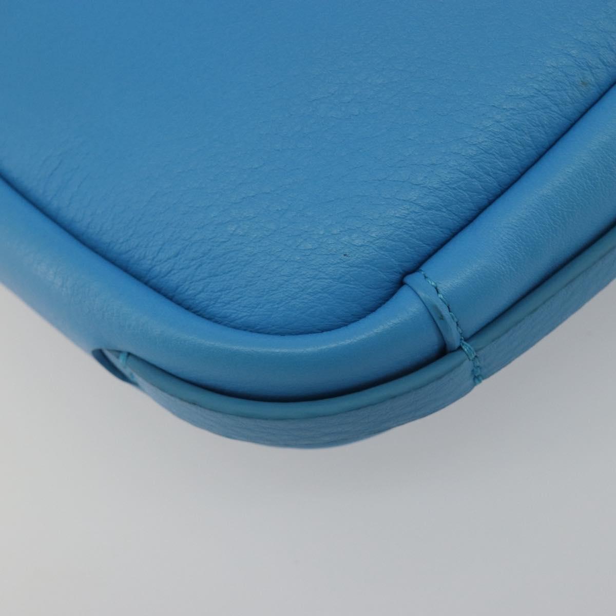 BALENCIAGA Every Day Shoulder Bag Leather Light Blue Silver 489809 Auth BA14697A