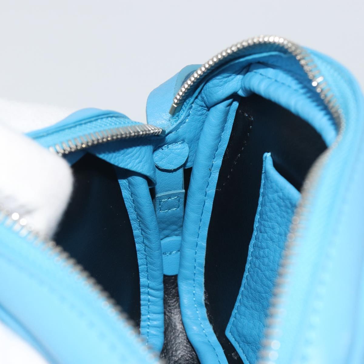 BALENCIAGA Every Day Shoulder Bag Leather Light Blue Silver 489809 Auth BA14697A