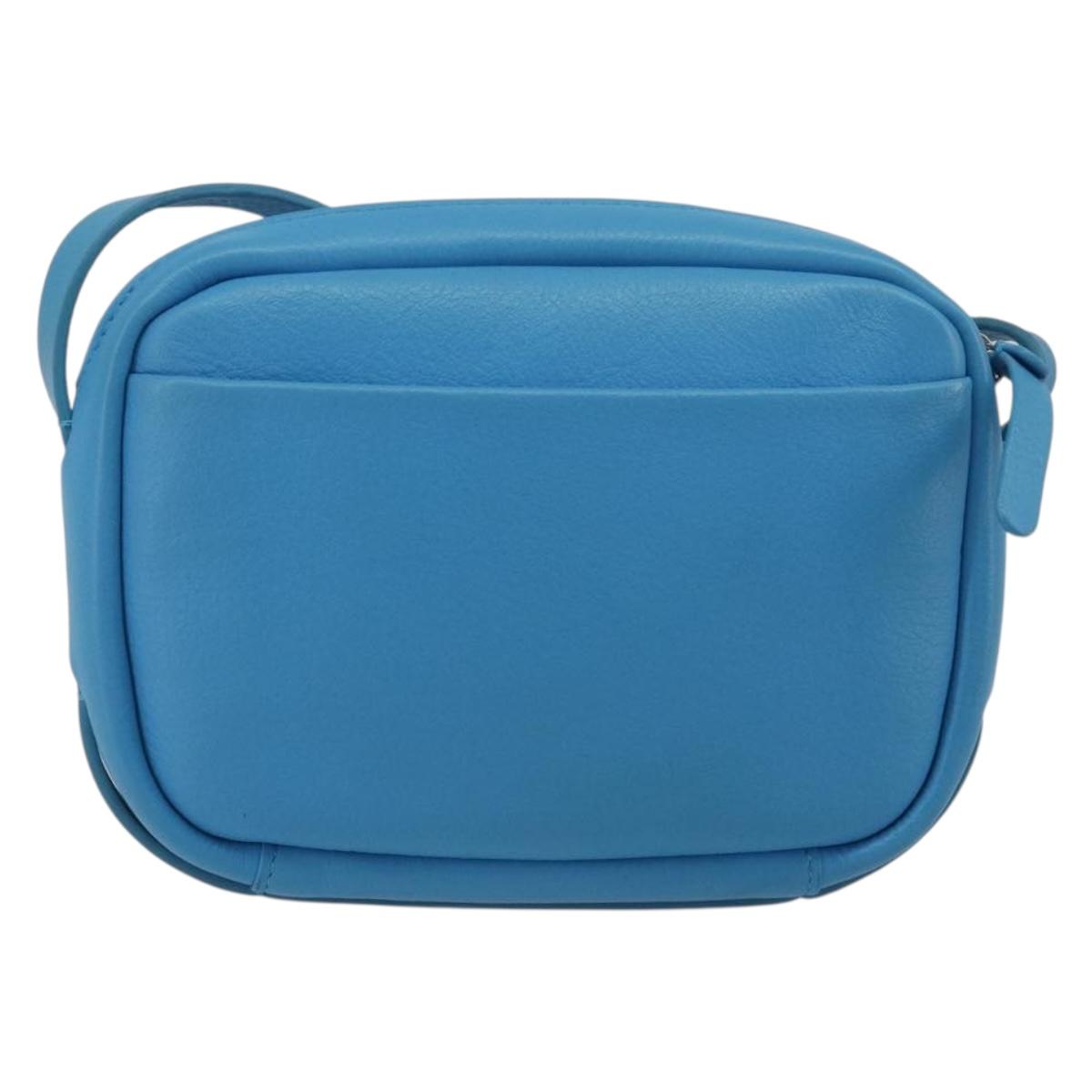 BALENCIAGA Every Day Shoulder Bag Leather Light Blue Silver 489809 Auth BA14697A