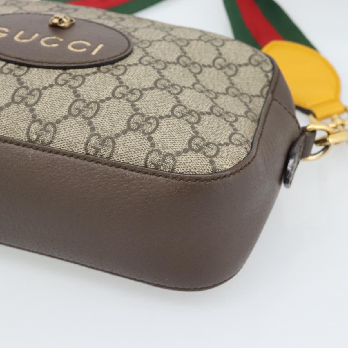 GUCCI GG Supreme Web Sherry Line Neo Vintage PVC Beige Gold 476466 Auth BA14698
