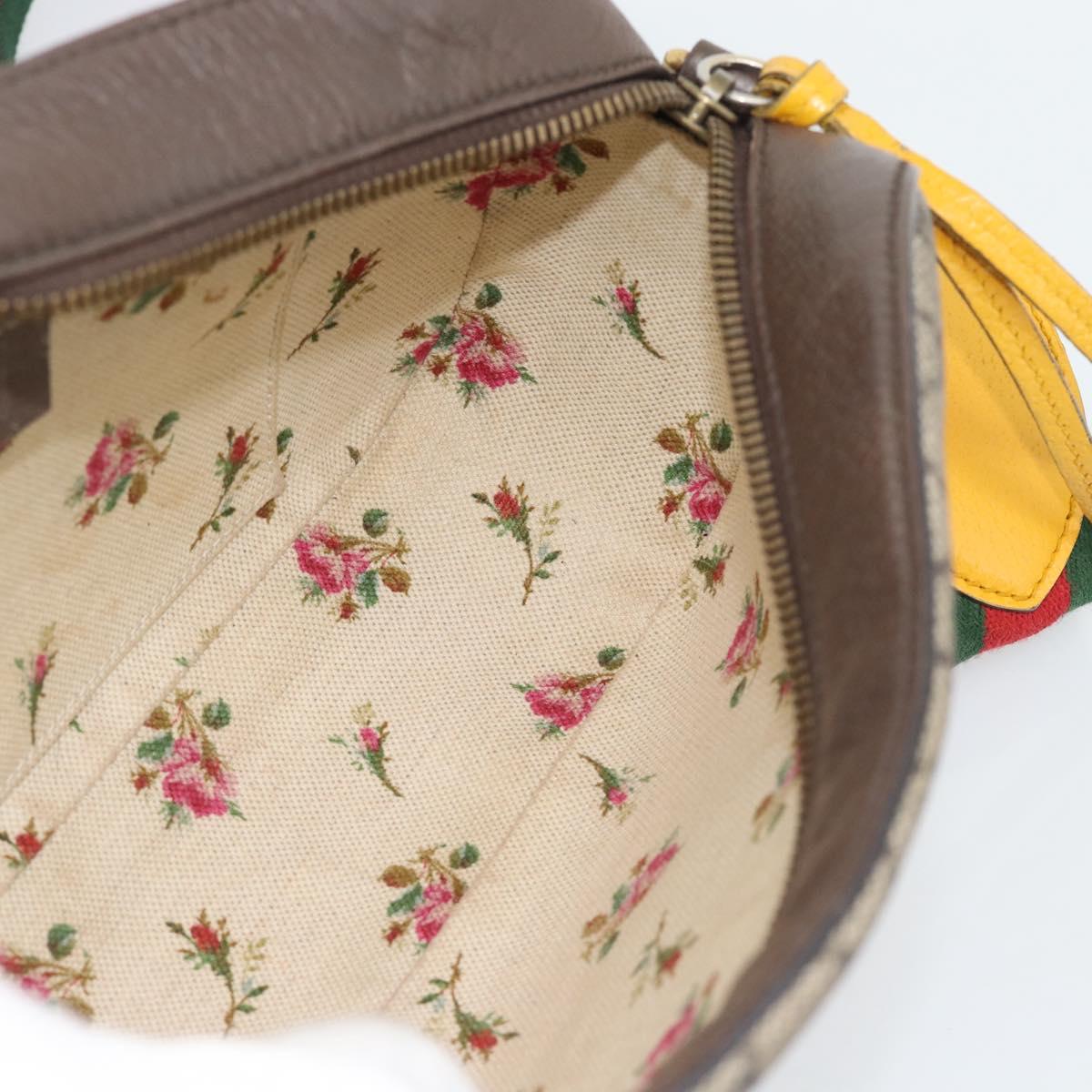 GUCCI GG Supreme Web Sherry Line Neo Vintage PVC Beige Gold 476466 Auth BA14698