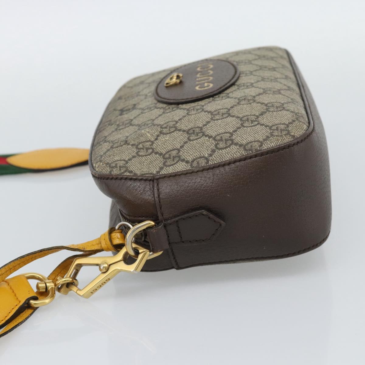 GUCCI GG Supreme Web Sherry Line Neo Vintage PVC Beige Gold 476466 Auth BA14698