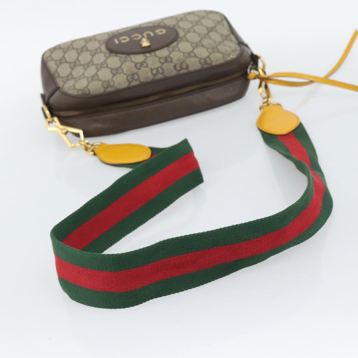 GUCCI GG Supreme Web Sherry Line Neo Vintage PVC Beige Gold 476466 Auth BA14698