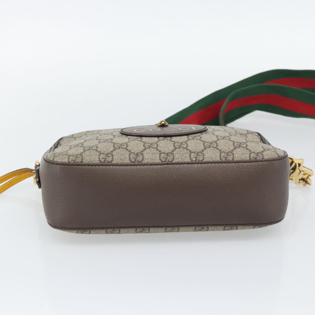 GUCCI GG Supreme Web Sherry Line Neo Vintage PVC Beige Gold 476466 Auth BA14698