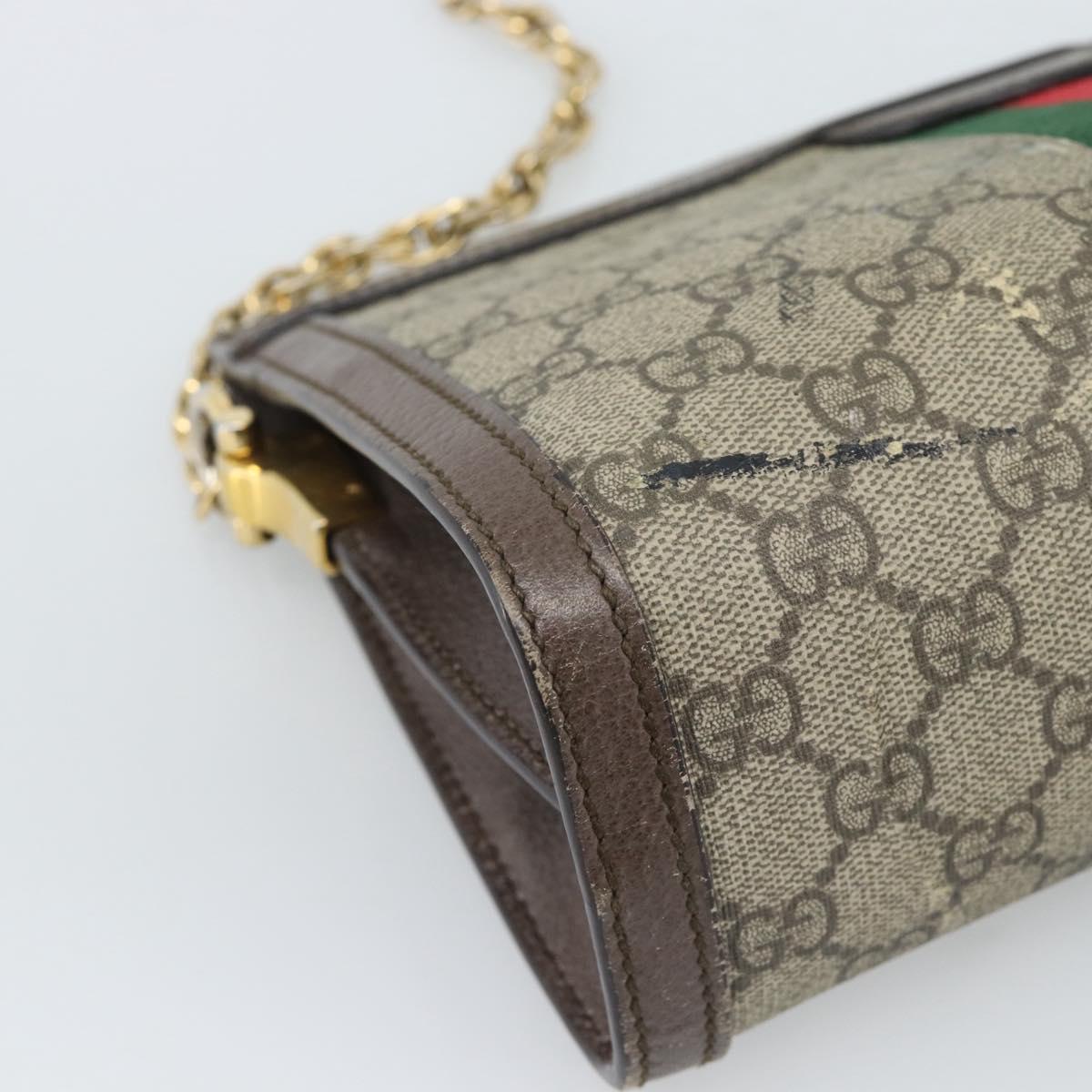 GUCCI GG Supreme Web Sherry Ophidia Chain Shoulder Bag PVC 503877 Auth BA14699