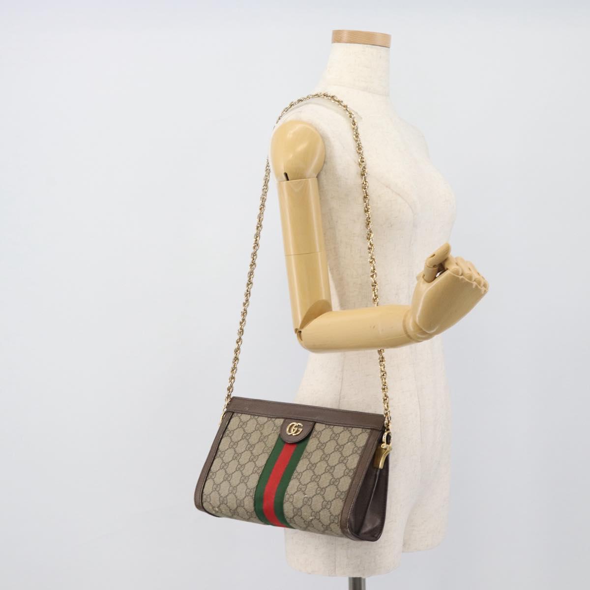 GUCCI GG Supreme Web Sherry Ophidia Chain Shoulder Bag PVC 503877 Auth BA14699