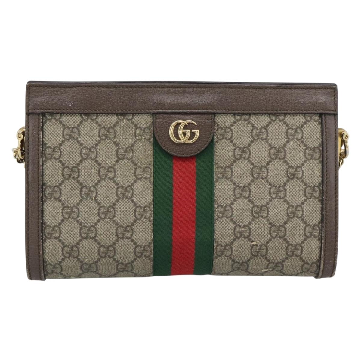 GUCCI GG Supreme Web Sherry Ophidia Chain Shoulder Bag PVC 503877 Auth BA14699