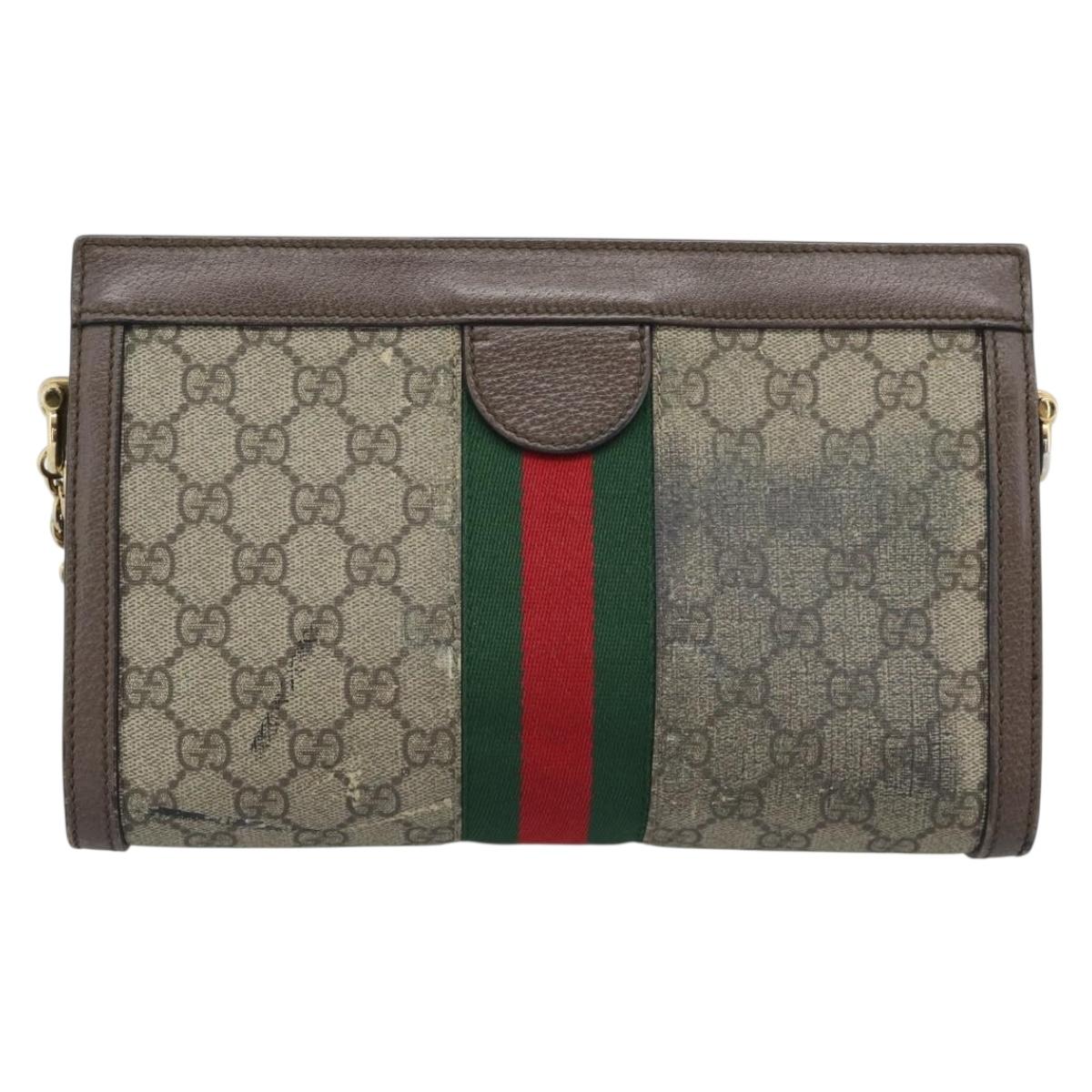 GUCCI GG Supreme Web Sherry Ophidia Chain Shoulder Bag PVC 503877 Auth BA14699