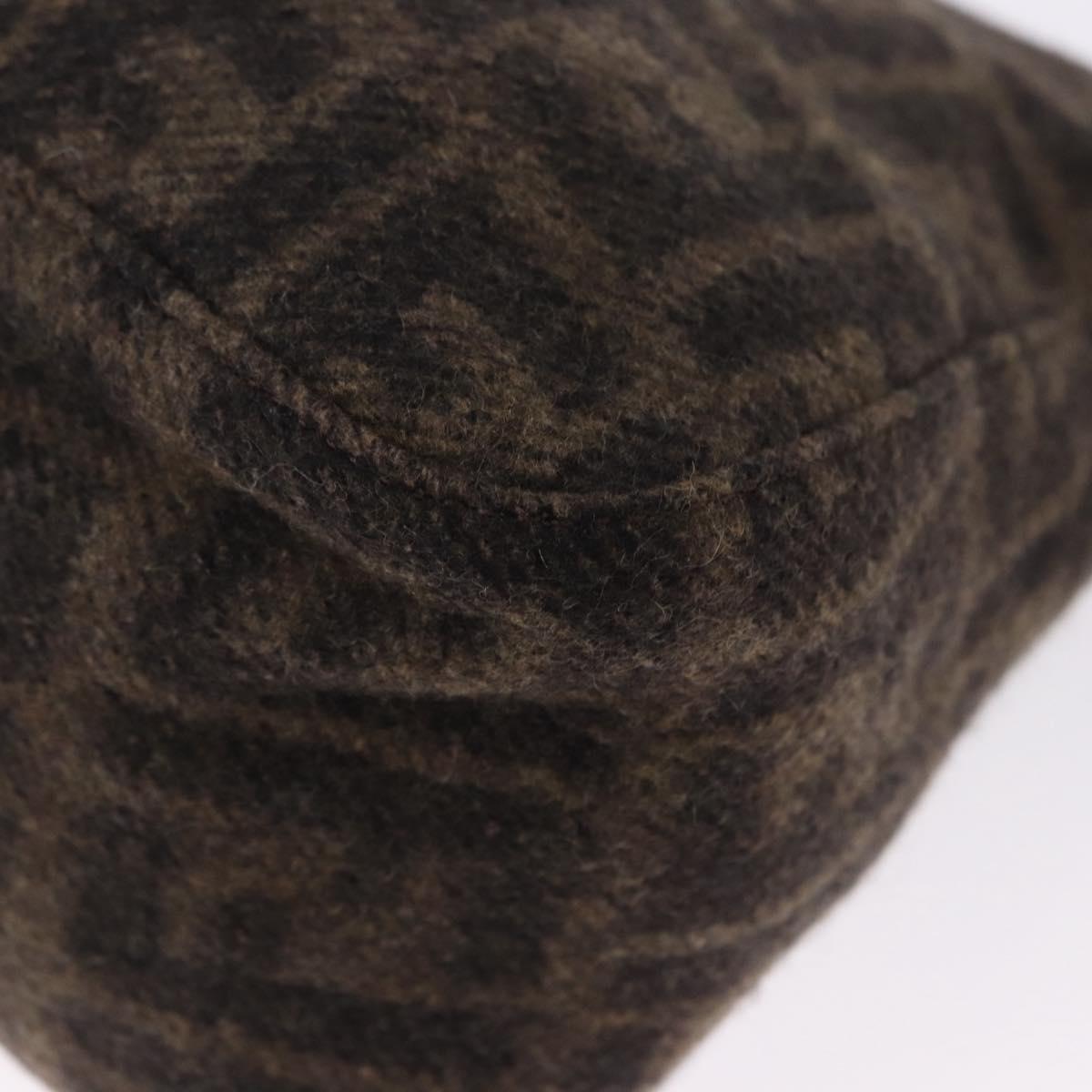 FENDI Zucca Mamma Baguette Shoulder Bag Wool Brown Silver Auth BA14700SAV