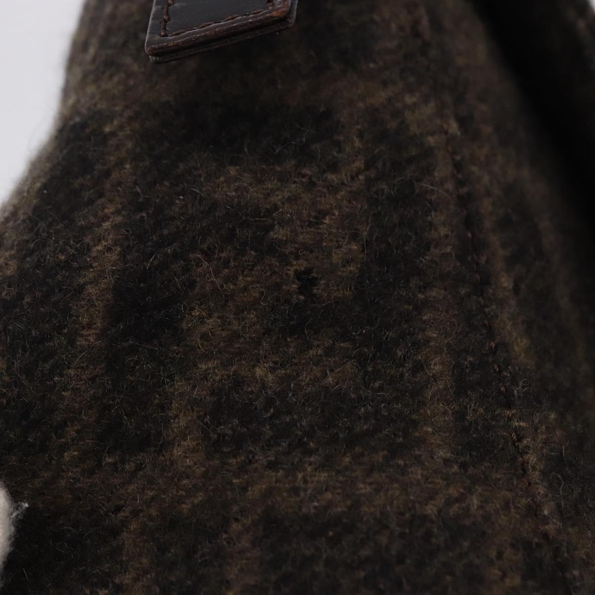 FENDI Zucca Mamma Baguette Shoulder Bag Wool Brown Silver Auth BA14700SAV