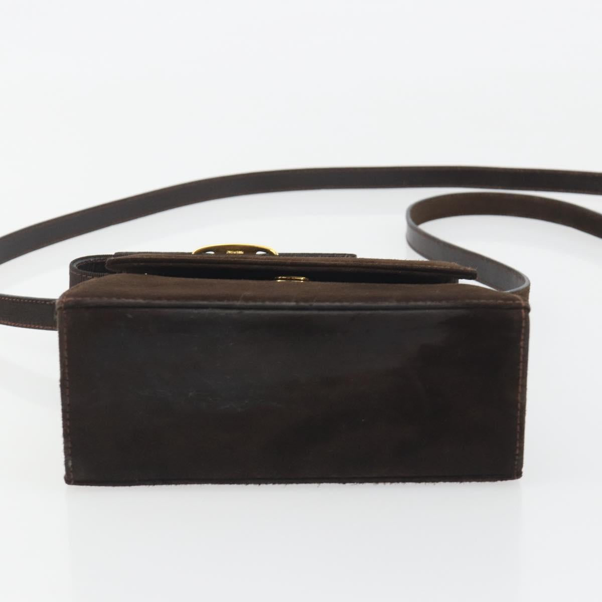 Salvatore Ferragamo Vala Shoulder Bag Suede 2way Brown Gold Tone Auth BA14706A