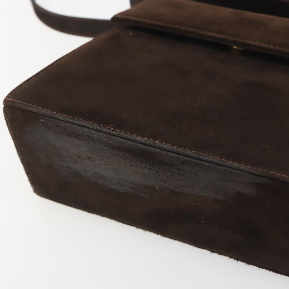 Salvatore Ferragamo Vala Shoulder Bag Suede 2way Brown Gold Tone Auth BA14706A