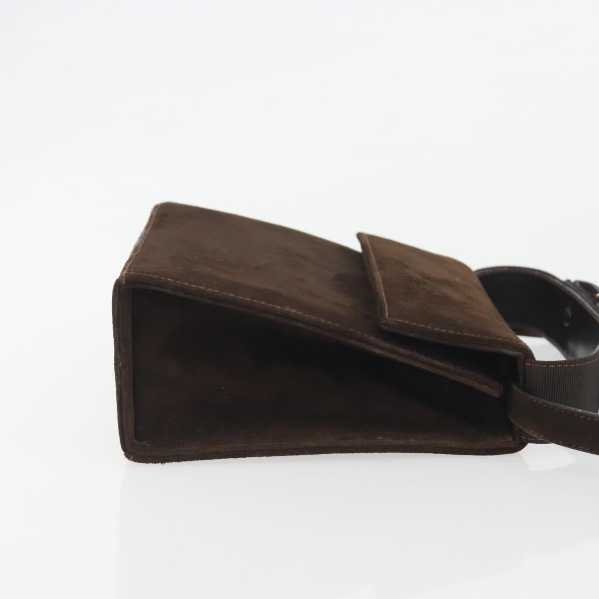 Salvatore Ferragamo Vala Shoulder Bag Suede 2way Brown Gold Tone Auth BA14706A
