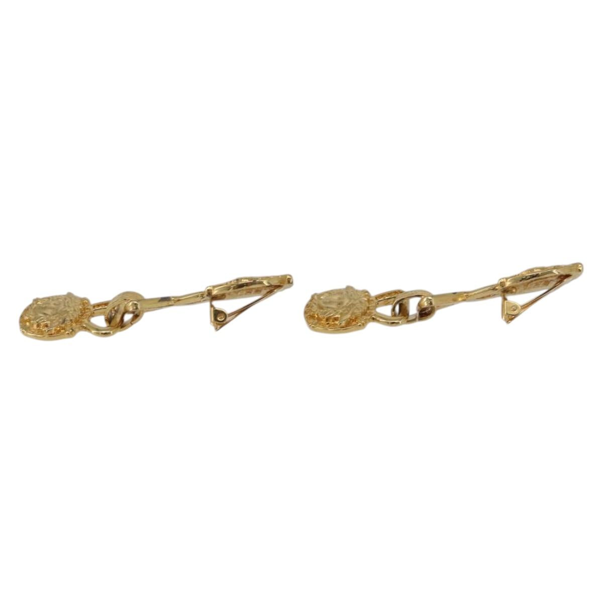 Gianni Versace Medusa Earring Metal Gold Tone Auth BA14710V