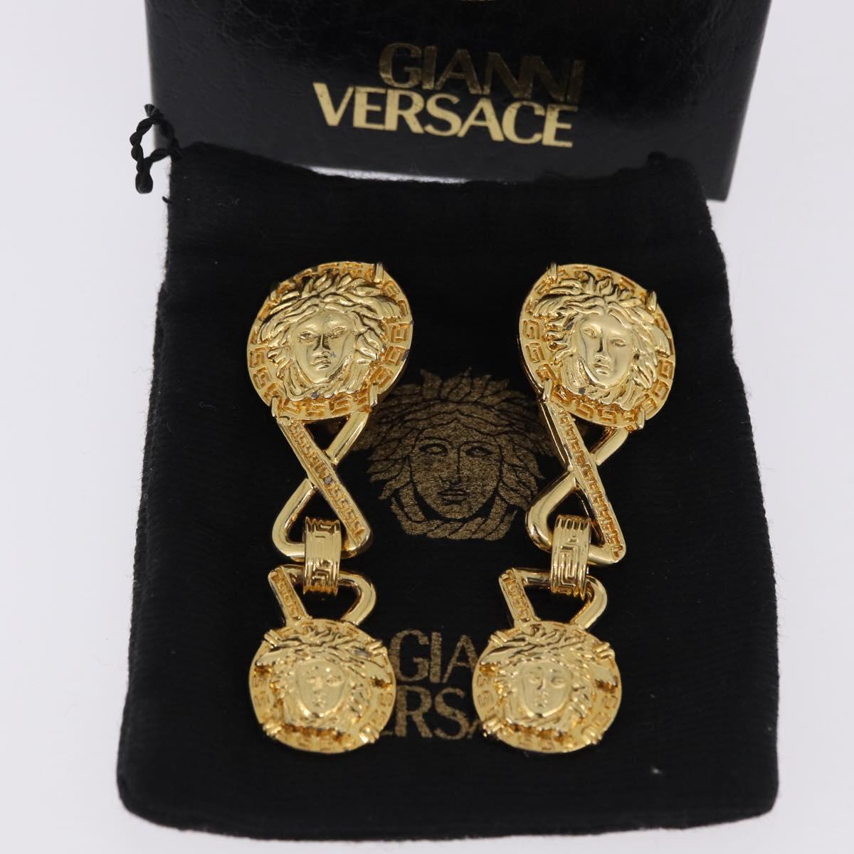 Gianni Versace Medusa Earring Metal Gold Tone Auth BA14710V