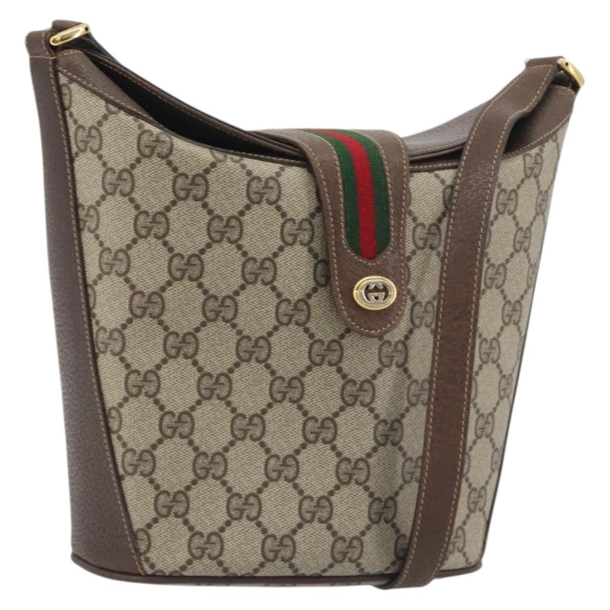 GUCCI GG Supreme Shoulder Bag PVC Beige Gold Tone 904 02 081 Auth BA14714