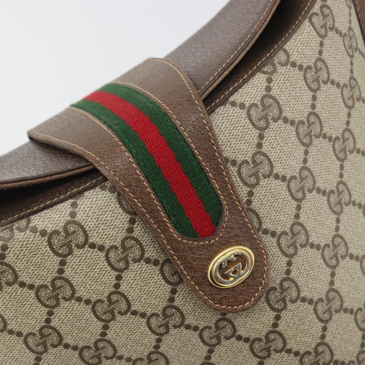GUCCI GG Supreme Shoulder Bag PVC Beige Gold Tone 904 02 081 Auth BA14714