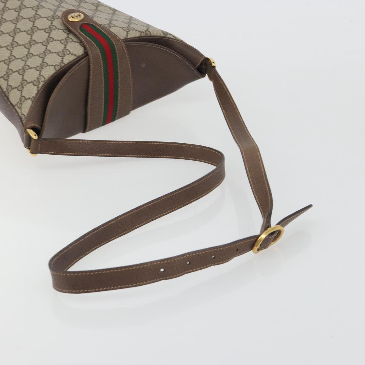 GUCCI GG Supreme Shoulder Bag PVC Beige Gold Tone 904 02 081 Auth BA14714