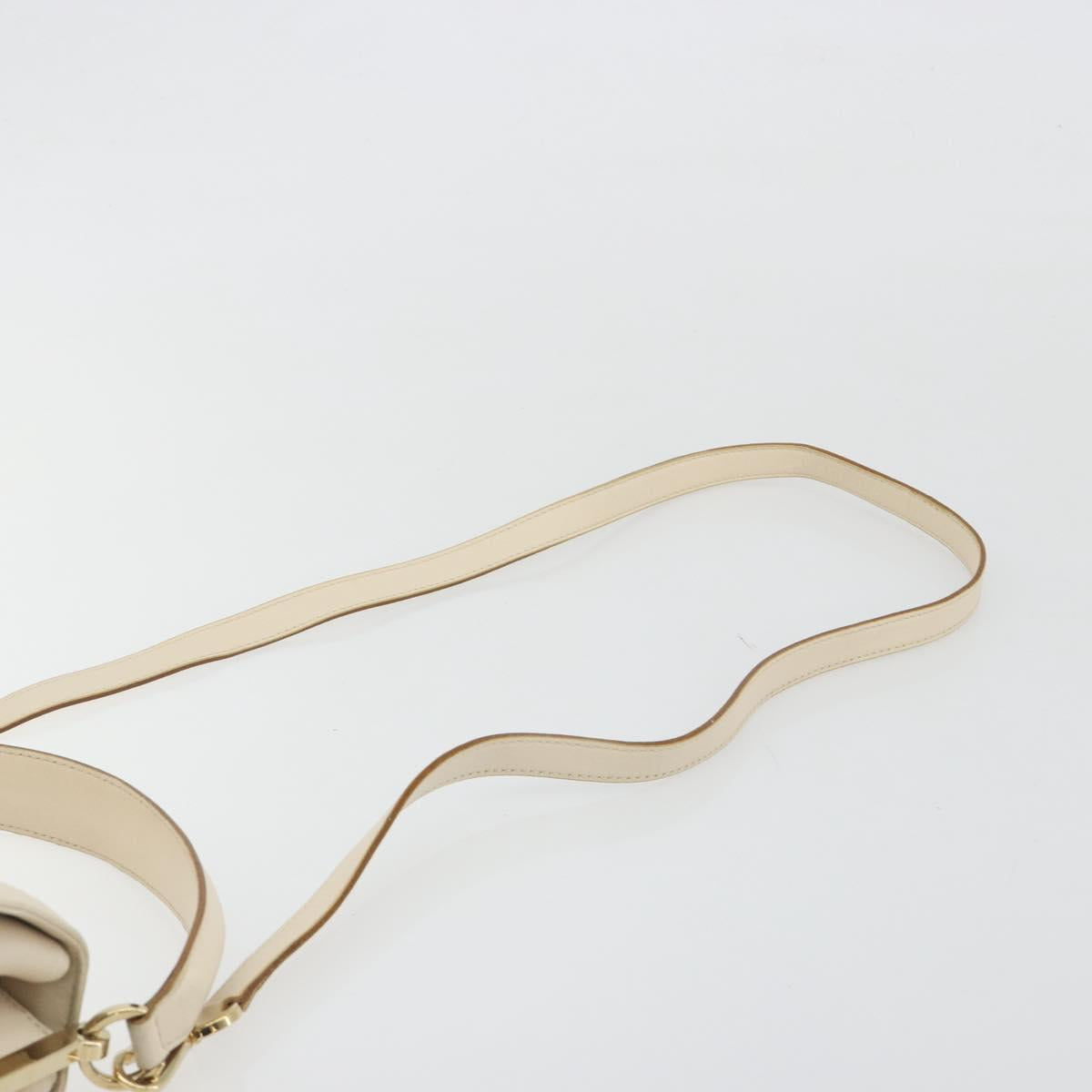 Salvatore Ferragamo Hand Bag Leather 2way Ivory Gold Tone Auth BA14715