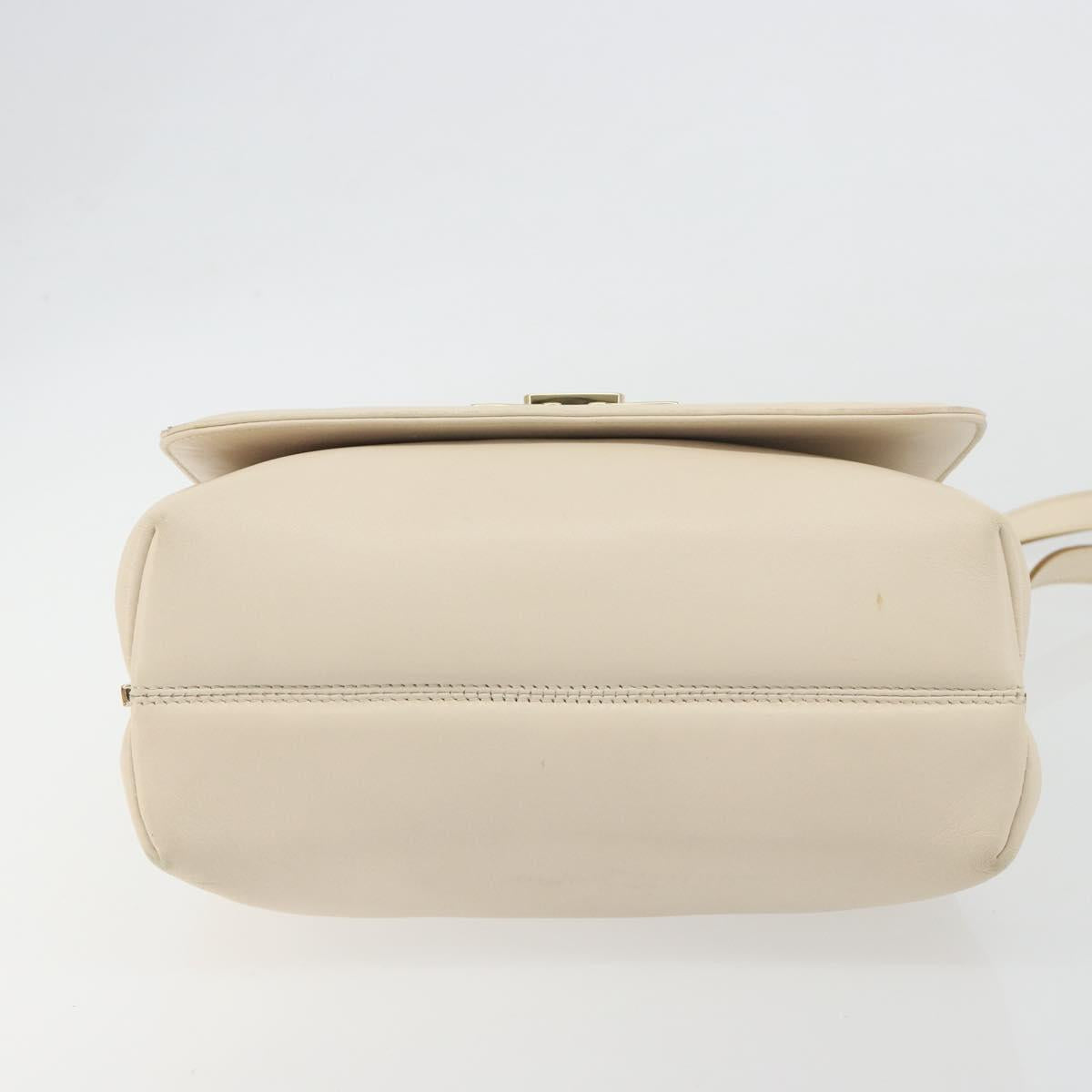 Salvatore Ferragamo Hand Bag Leather 2way Ivory Gold Tone Auth BA14715