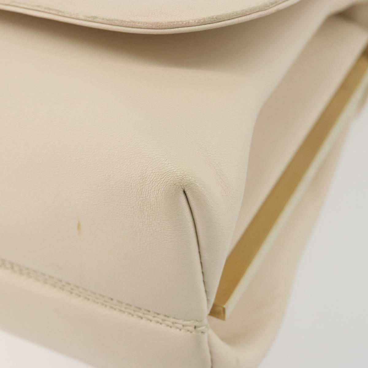 Salvatore Ferragamo Hand Bag Leather 2way Ivory Gold Tone Auth BA14715