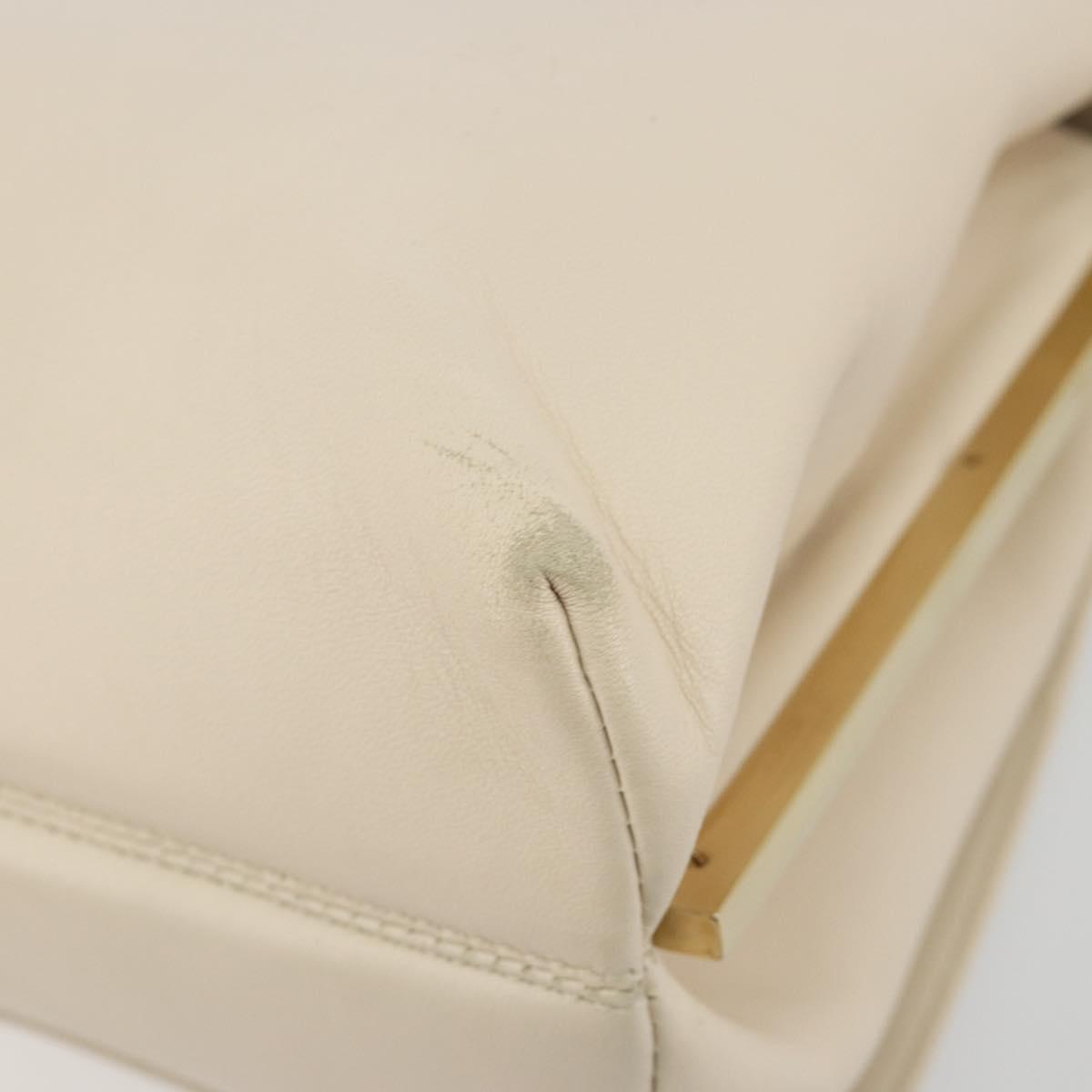 Salvatore Ferragamo Hand Bag Leather 2way Ivory Gold Tone Auth BA14715