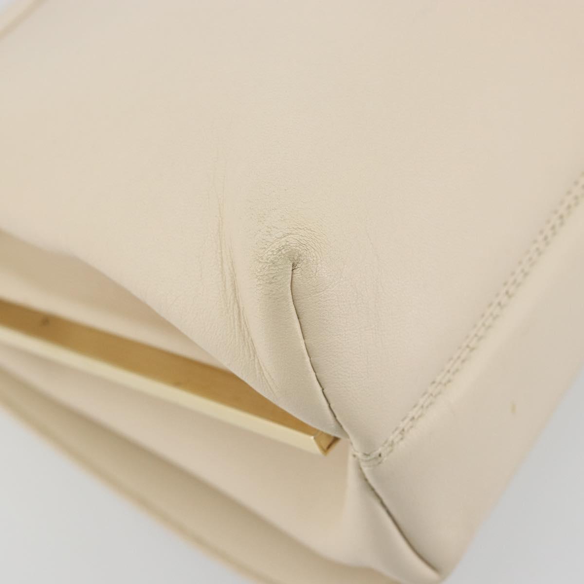 Salvatore Ferragamo Hand Bag Leather 2way Ivory Gold Tone Auth BA14715