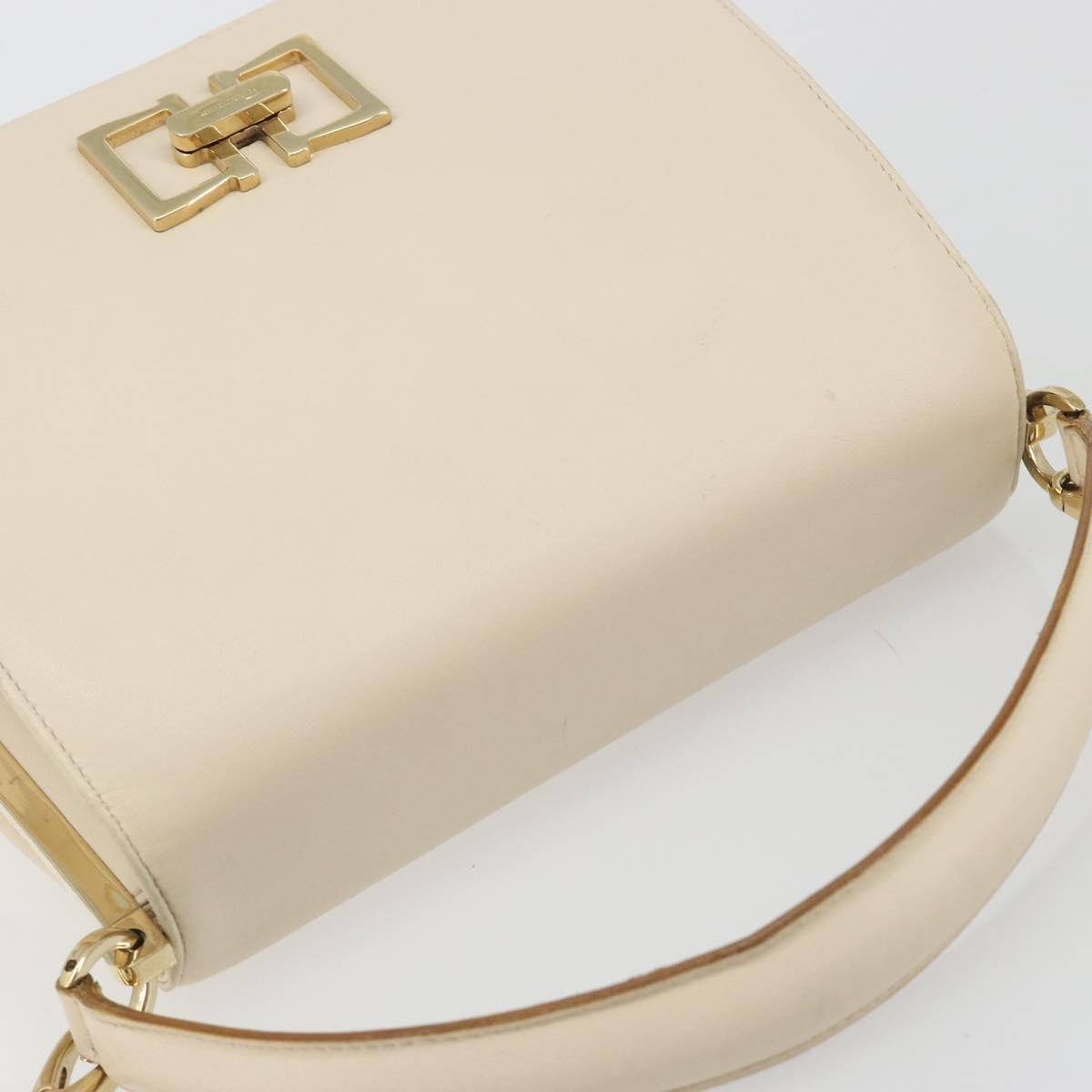 Salvatore Ferragamo Hand Bag Leather 2way Ivory Gold Tone Auth BA14715