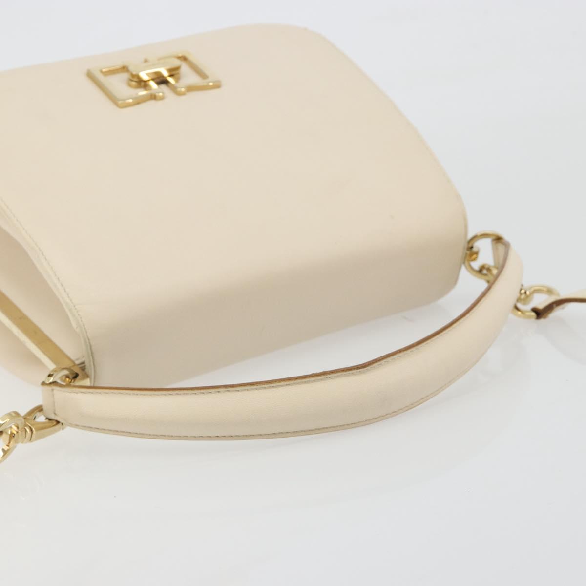 Salvatore Ferragamo Hand Bag Leather 2way Ivory Gold Tone Auth BA14715