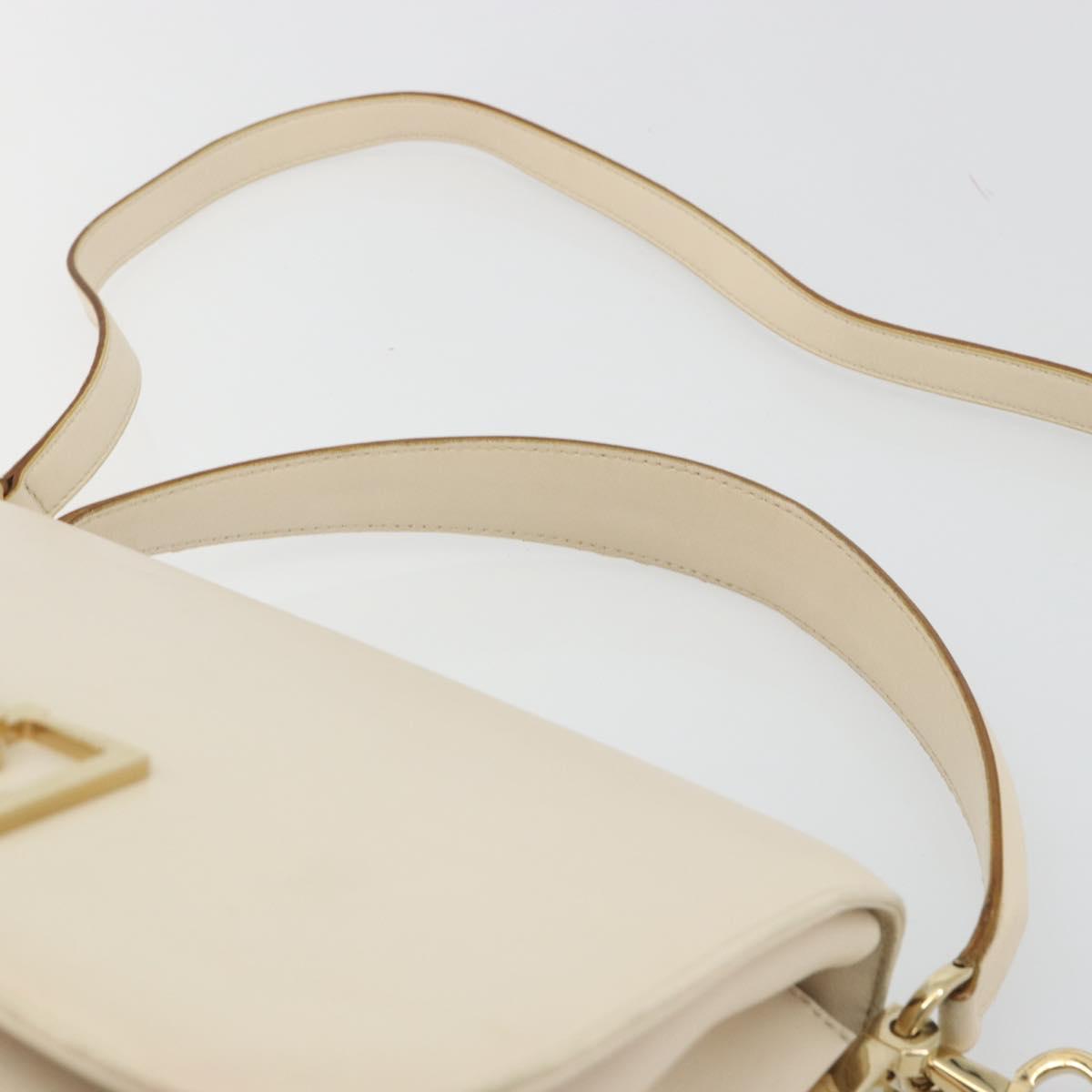 Salvatore Ferragamo Hand Bag Leather 2way Ivory Gold Tone Auth BA14715