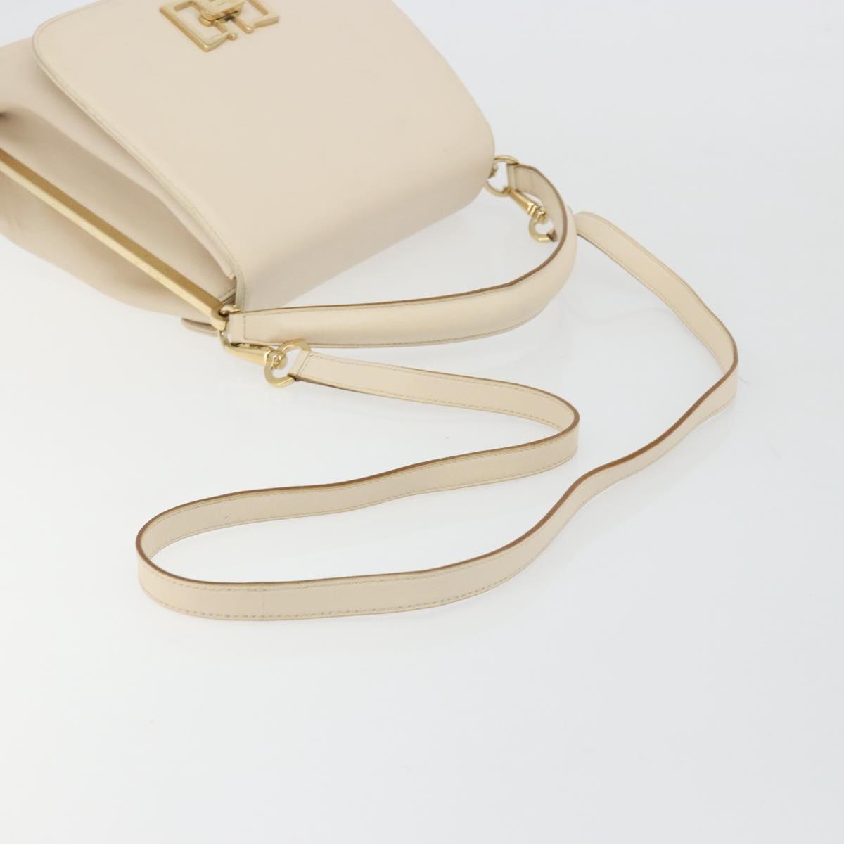 Salvatore Ferragamo Hand Bag Leather 2way Ivory Gold Tone Auth BA14715