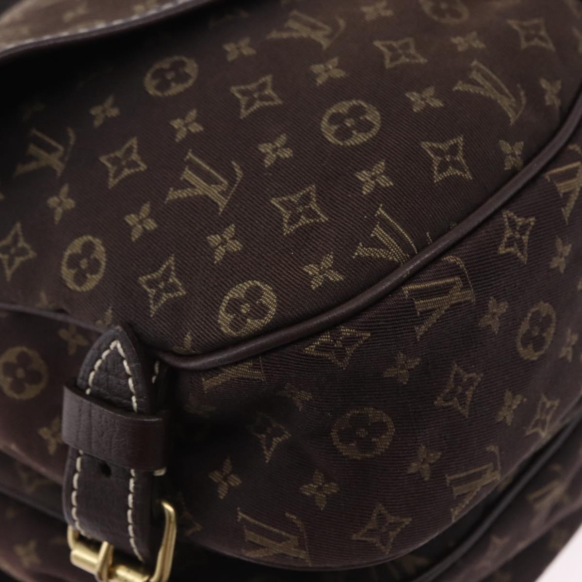 LOUIS VUITTON Monogram Mini Lin Saumur PM Shoulder Bag Ebene M95227 Auth BA14718