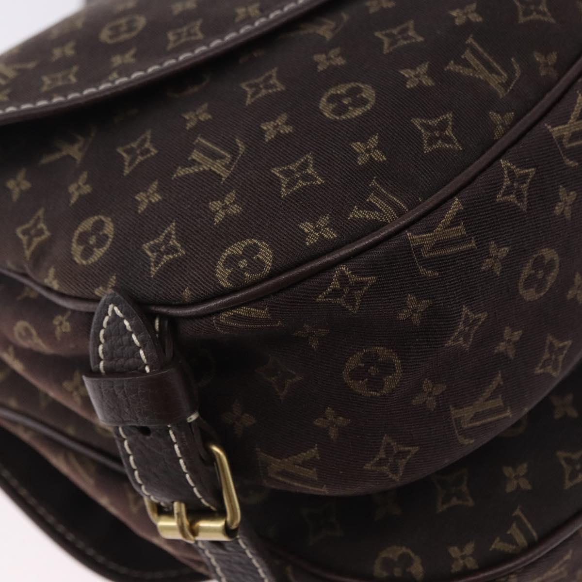 LOUIS VUITTON Monogram Mini Lin Saumur PM Shoulder Bag Ebene M95227 Auth BA14718