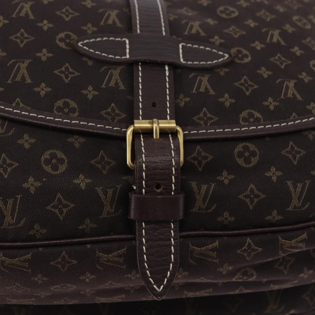 LOUIS VUITTON Monogram Mini Lin Saumur PM Shoulder Bag Ebene M95227 Auth BA14718