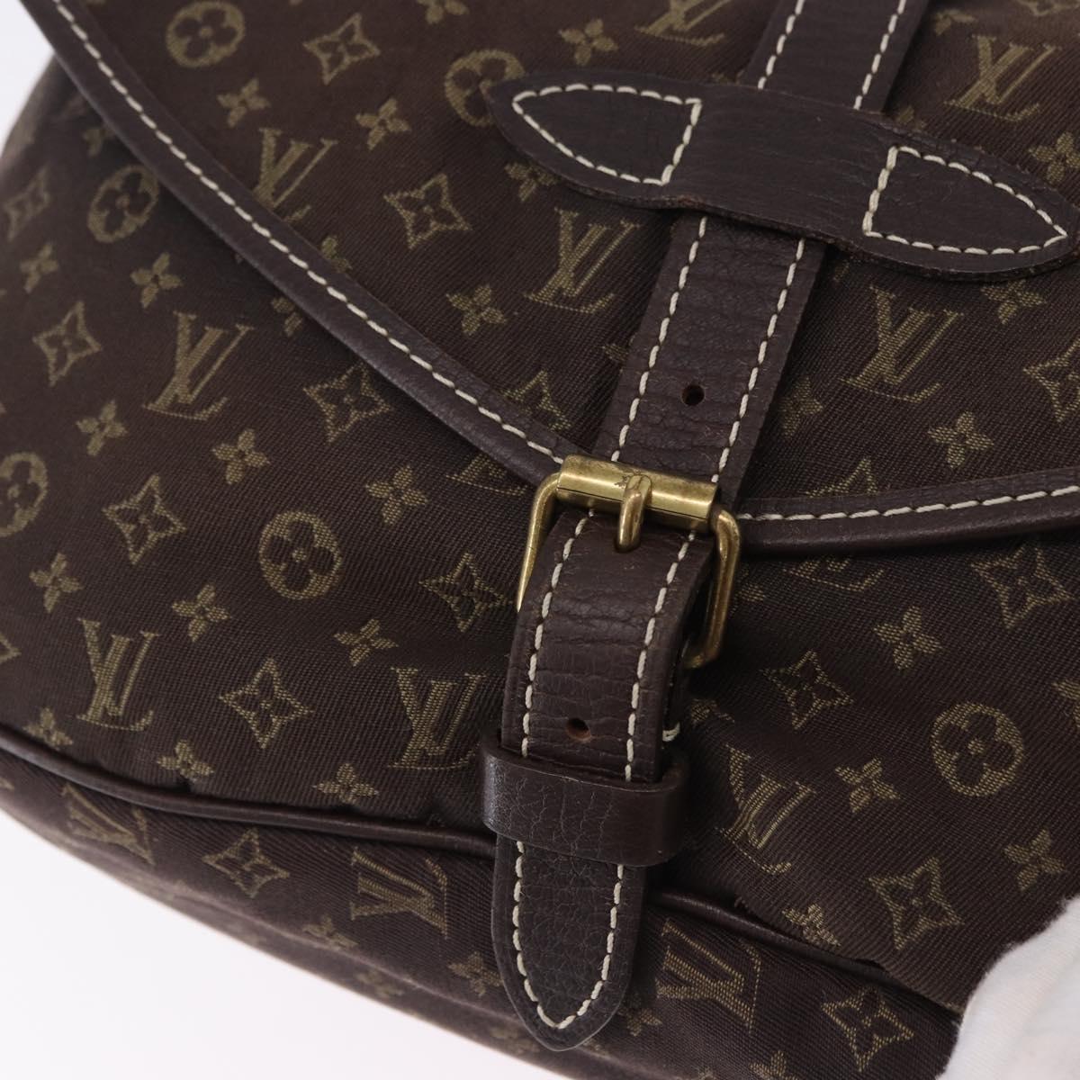 LOUIS VUITTON Monogram Mini Lin Saumur PM Shoulder Bag Ebene M95227 Auth BA14718