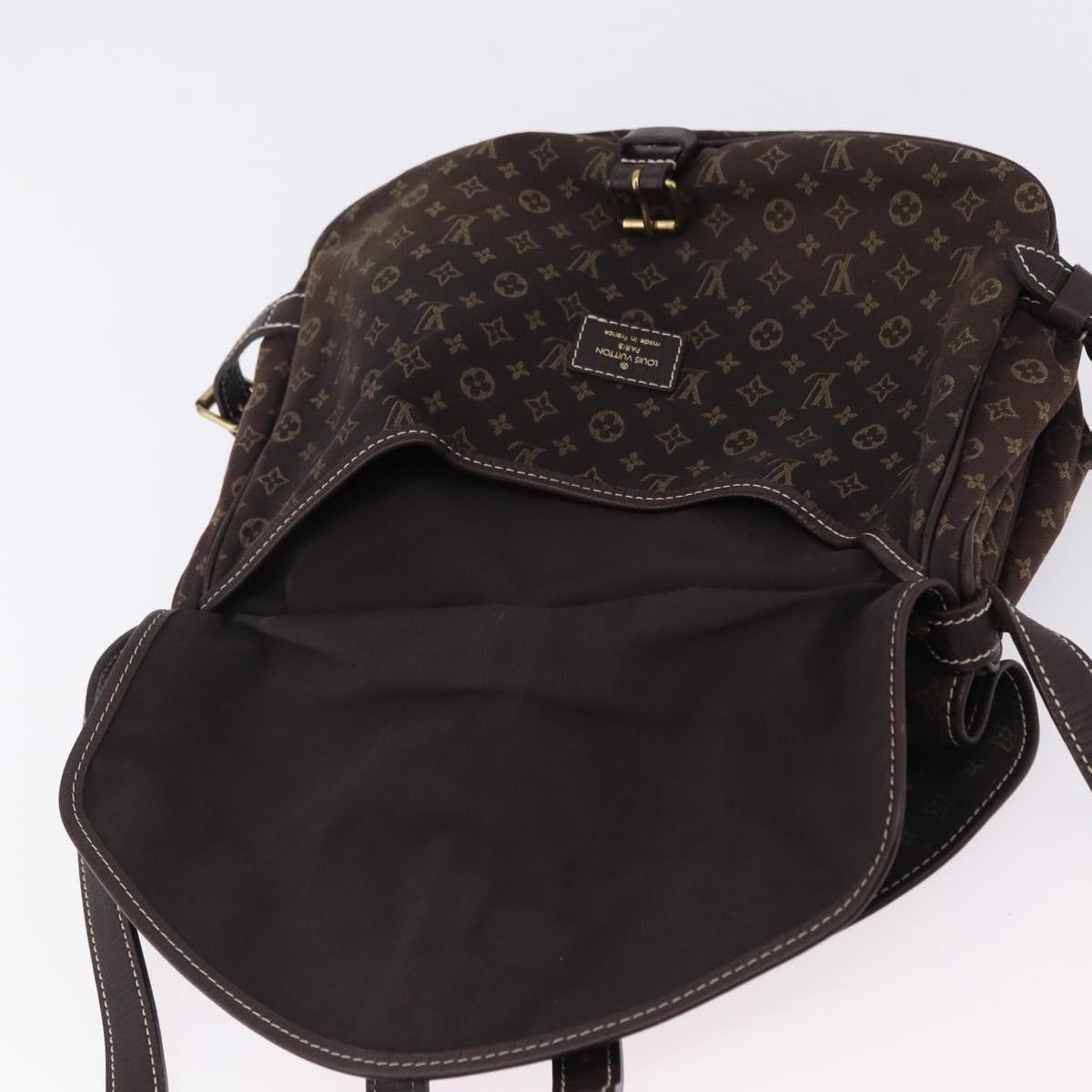 LOUIS VUITTON Monogram Mini Lin Saumur PM Shoulder Bag Ebene M95227 Auth BA14718