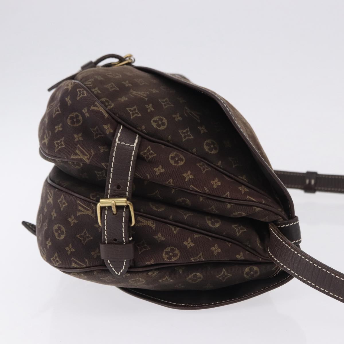 LOUIS VUITTON Monogram Mini Lin Saumur PM Shoulder Bag Ebene M95227 Auth BA14718