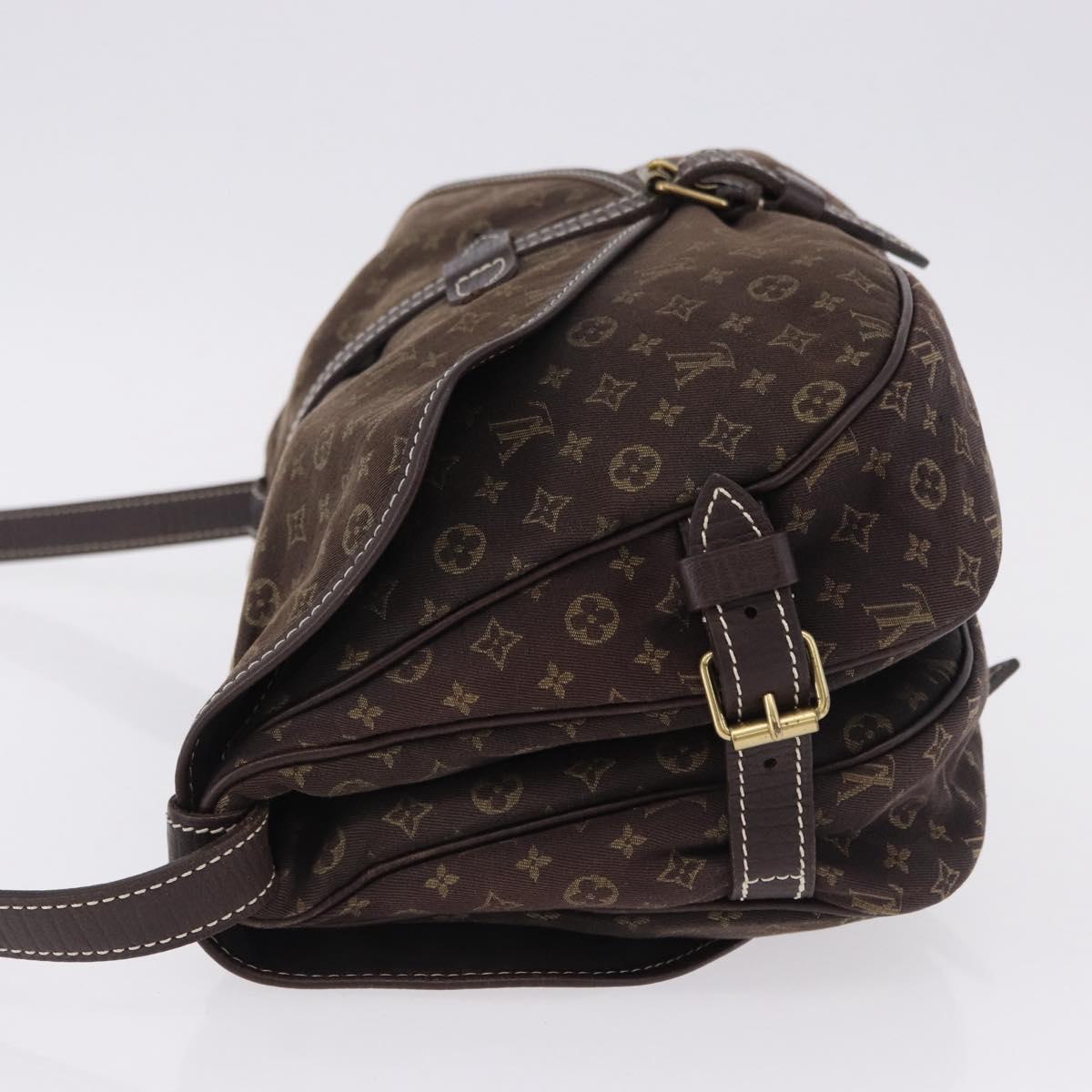 LOUIS VUITTON Monogram Mini Lin Saumur PM Shoulder Bag Ebene M95227 Auth BA14718