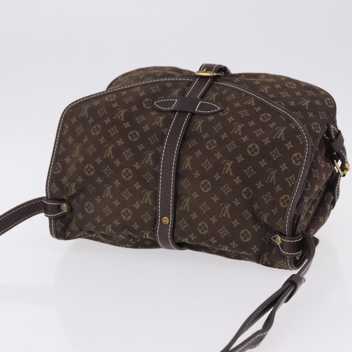 LOUIS VUITTON Monogram Mini Lin Saumur PM Shoulder Bag Ebene M95227 Auth BA14718
