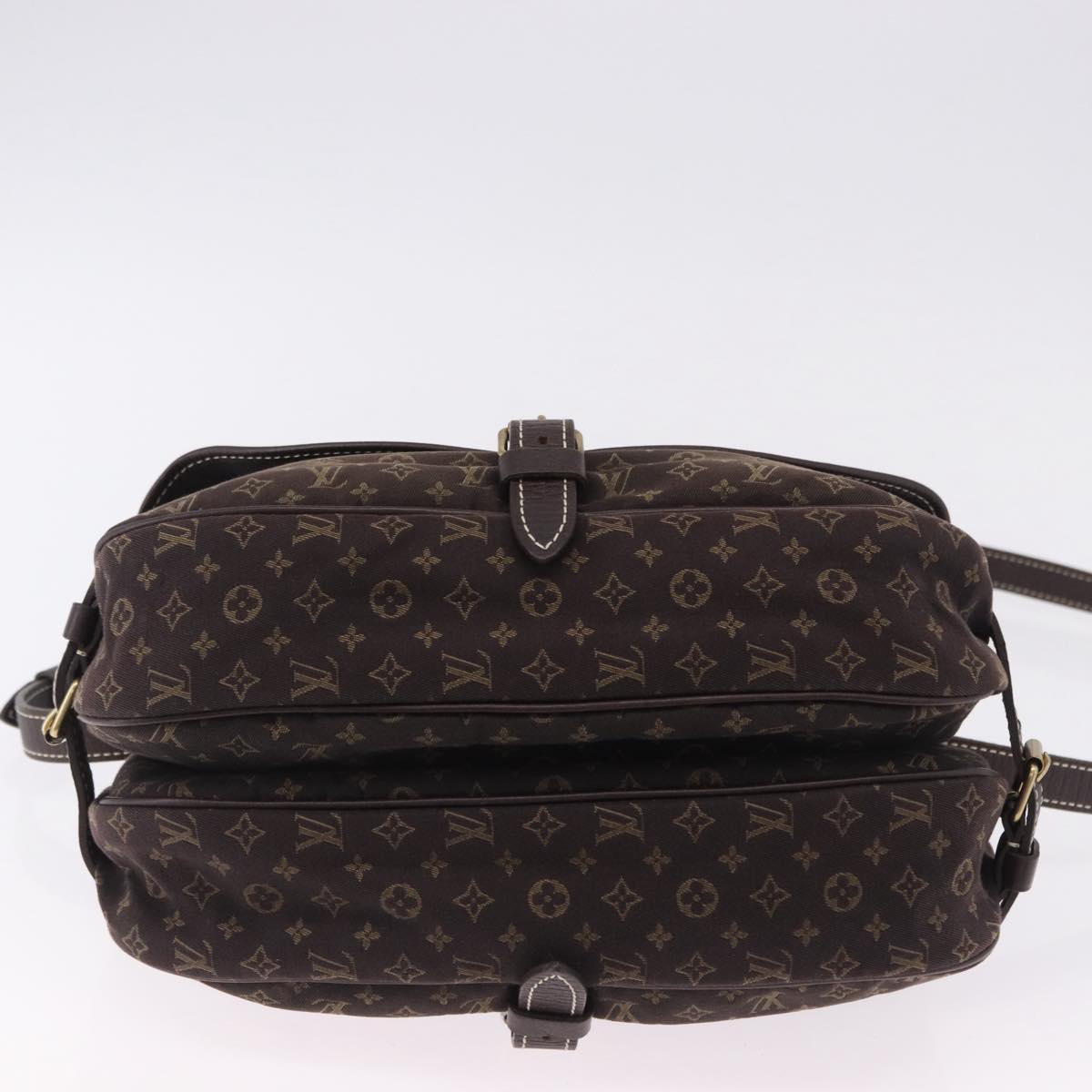 LOUIS VUITTON Monogram Mini Lin Saumur PM Shoulder Bag Ebene M95227 Auth BA14718