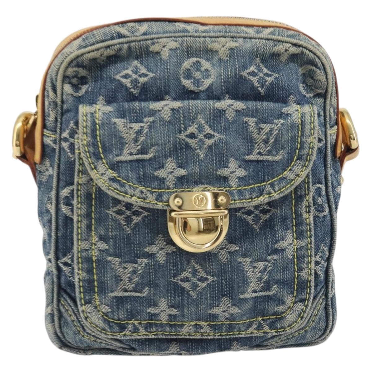 LOUIS VUITTON Monogram Denim Camera Bag Blue M95348 LV Auth BA14719V