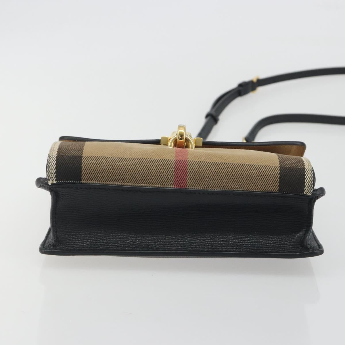BURBERRY Nova Check Chain Shoulder Bag Canvas Beige Gold Tone Auth BA14722A